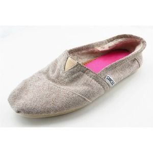 Toms Size 5.5 M Brown‎ Almond Toe Flats Fabric Women